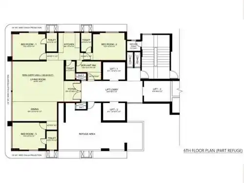 4 BHK + SERVANT Floor Plan