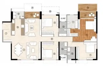 3 BHK + SERVANT Floor Plan