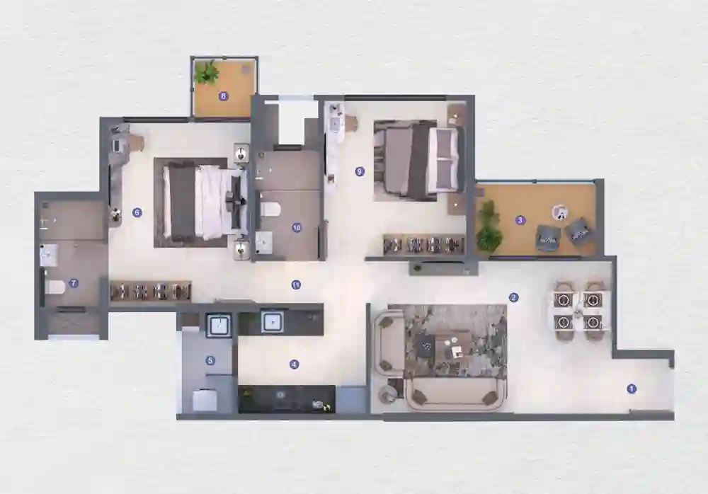 2 BHK Floor Plan